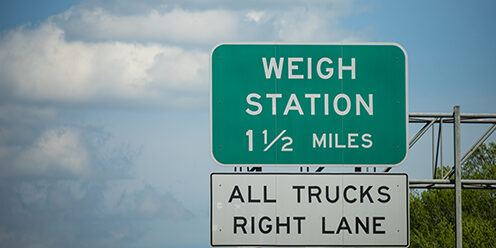 Interstate Highway Weigh Station DOT Blitz Week 2025 - highway sign for weigh station